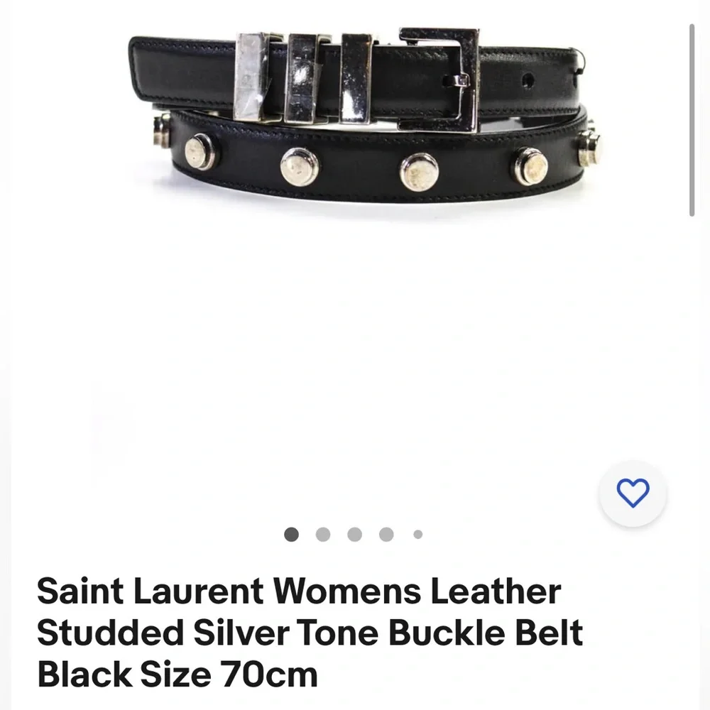 SAINT LAURENT MEN’S CLOUS MONET BLACK LEATHER BELT SILVER STUDS  XL SZ 95 - Picture 14 of 14